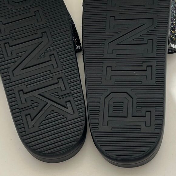 Victoria's Secret PINK Women's Black Purple Glitter Bling Slide Sandal Size 7-8 - Picture 7 of 8